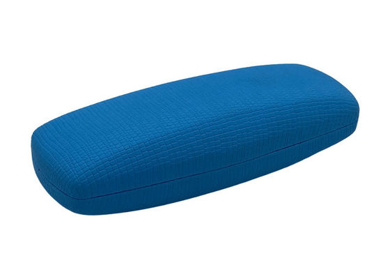 Blue Leather Wrapped Clamshell Glasses Case , Hard Metal Glasses Case