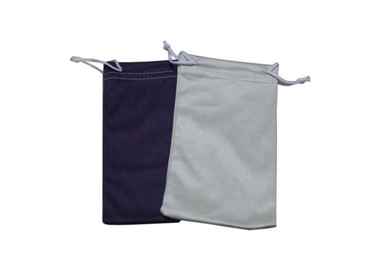 Custom Printed Microfiber Cloth Pouch , Drawstring Microfiber Eyeglass Pouch