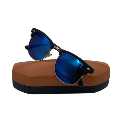 63mm Silk Screen Printing Metal Glasses Case Sun Glasses Packaging Leather Iron