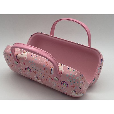 Fashion Oem Logo Metal Glasses Case Portable Custom Girl Cute Pink With Handle