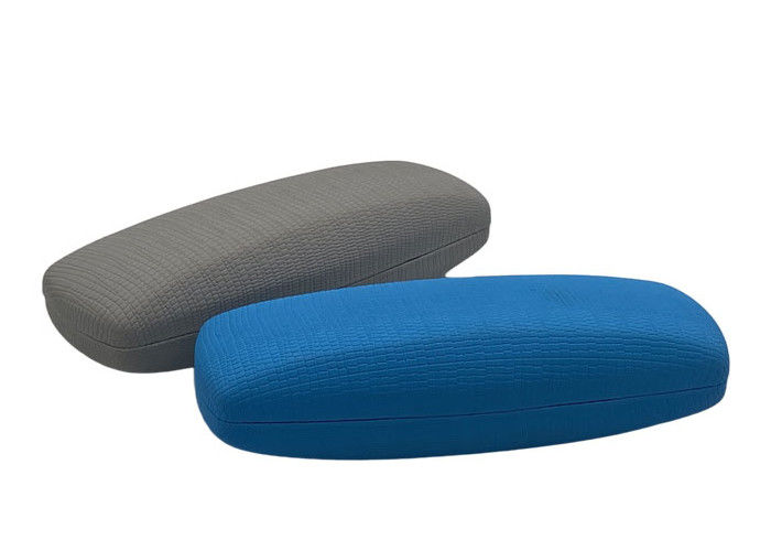Blue Leather Wrapped Clamshell Glasses Case , Hard Metal Glasses Case