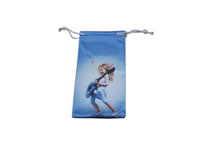 Custom Printed Microfiber Cloth Pouch , Drawstring Microfiber Eyeglass Pouch